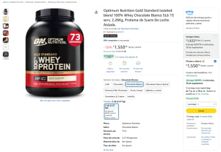Proteína Optimum Nutrition Gold Standard 100% Whey por $1,551 en Amazon