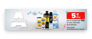 -5€ de Descuento directo por compra de 15€ en Carrefour.