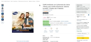 TUMS Antiácido con Carbonato de Calcio 3 Rollos por $31 en Amazon