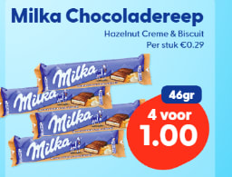 4 repen Milka chocolade voor €1 bij Die Grenze