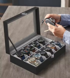 SONGMICS Caja de Relojes con 12 Compartimentos por 12.29€