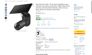 Cámara Tapo SolarCam C403 1080P por $817 | Amazon