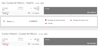 Vuelo Redondo Ciudad de México - Madrid desde $10,581 en Iberia
