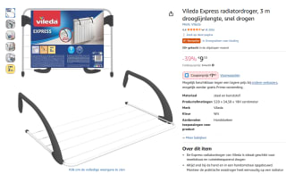 Vileda Express radiatordroger 3 m voor €7,37 bij Amazon