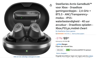 Arctis GameBuds X — Zwart — Quick-Switch 2.4-GHz voor €79 dmv code bij Amazon