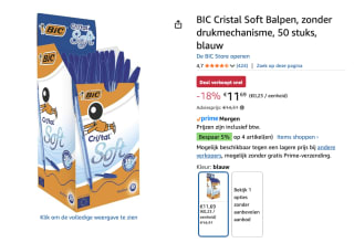 BIC balpen Cristal So medium punt 50 stuks blauw voor €11,69 bij Amazon