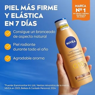 NIVEA Q10 loción corporal reafirmante autobronceadora 400 ml por 6.38€.