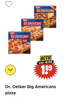 Dr. Oetker Big Americans pizza €1,89 bij Dirk