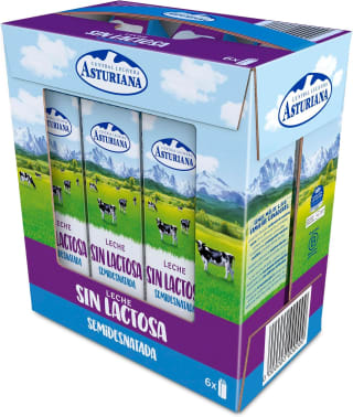 Central Lechera Asturiana Leche Sin Lactosa Semidesnatada Pack 6x1L