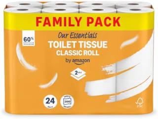 Shop the Our Essentials by Amazon Toilet Tissue Classic Roll (24 pack) now for £4.09