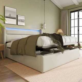 Cama contenedor hidráulica doble tapizada somier 140x200 cm por 209.99€
