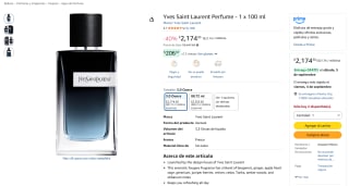 Yves Saint Laurent Y Eau de Parfum 100ml por $2,174 en Amazon