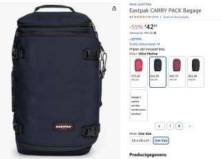Eastpak Carry Pack ultra marine voor €42,93 bij Amazon
