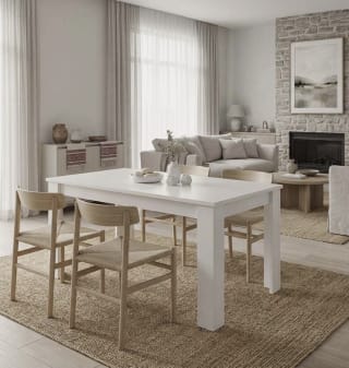 Mesa de comedor extensible Sira en blanco mate 140-190x90 cm por 107,90€