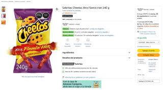 Sabritas Cheetos Xtra Flamin Hot 240g por $40 en Amazon