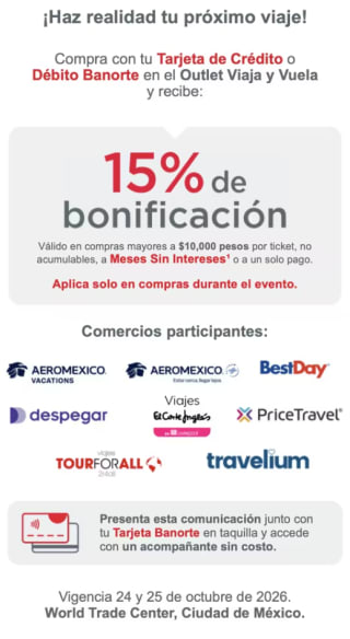 15% de Bonificación en Viajes con Banorte