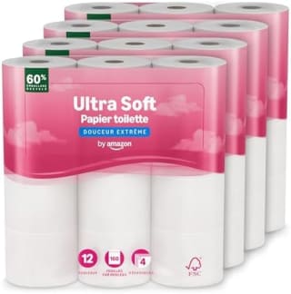 by Amazon Papier Toilette 4 épaisseurs, 48 rouleaux pour 25,20€ chez Amazon