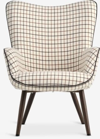 Sillón BIERSTED a cuadros tela beis/marrón por 80€ en JYSK