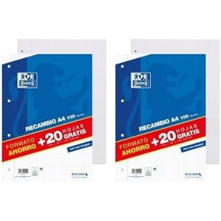 Oxford Classic, recambio 120 hojas A4 por 2,45€ en Amazon