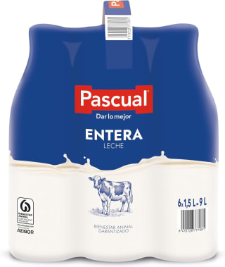 Leche Pascual Entera (Pack 6 x 1,5 L) por solo 10,92€