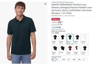 DANISH ENDURANCE Classic Fit Poloshirt voor €23,95 bij Amazon