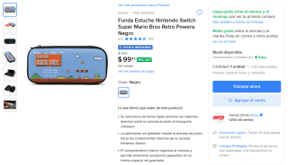 Funda Estuche para Switch Super Mario Bros Retro PowerA por $99 en Mercado Libre