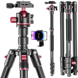 CAMBOFOTO Trípode Profesional 188 cm con Cabezal de Bola 360° por 19,99€ en Amazon