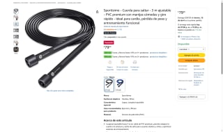 Cuerda para Saltar 3m Ajustable PVC Premium por $79 | Amazon