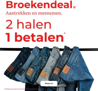 1+1 gratis op geselecteerde broeken bij Only For Men