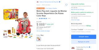 Moto Scooter Repartidora Pizzas Rojo por $888 | Oferta Mercado Libre