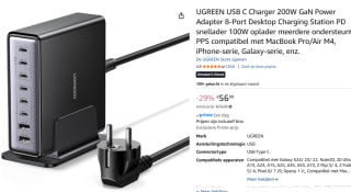 UGREEN USB C Charger 200W GaN Power Adapter 8-Port voor €56,99 bij Amazon