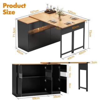 Isla central cocina extensible 120-187 cm por 158,99€ en Leroy Merlin
