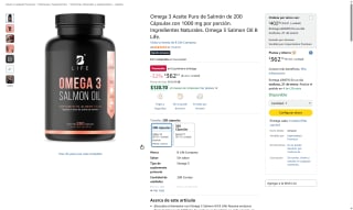 Omega 3 Aceite Puro Salmón 200 Cápsulas por $362 | Amazon