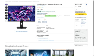 Monitor ASUS QD-OLED 27" QHD por $8,916 | Amazon (Banamex)