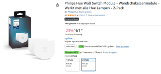 Philips Hue Wall Switch Module 2 pack voor €51,20 dmv code bij Amazon