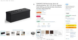 SONGMICS Puff de almacenamiento 38 x 110 x 38 cm por $760 en Amazon