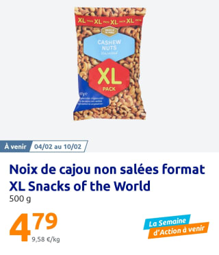 Noix de Cajou non salées Format XL à 4,79€