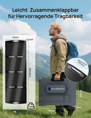 ECO-WORTHY Panel Solar Portátil 200W por 126,07€ en eBay