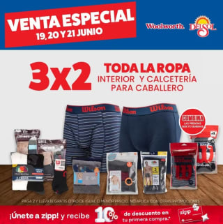 3x2 en Ropa Interior y Calcetería | DelSol & Woolworth