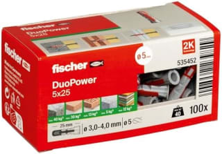 fischer DUOPOWER 5 x 25 (100 stuks) voor €3,90 bij Amazon