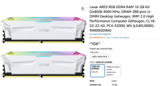 Lexar ARES RGB DDR4 RAM 16 GB Kit (2x8GB) voor €104,78 bij Amazon