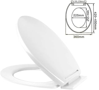 Ram White Soft Close Toilet Seat with Quick Release for Easy Clean - White