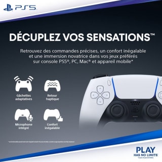 Manette sans fil DualSense Midnight Black pour 65€