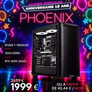 PC Gamer Phoenix (Ryzen 7 7800X3D, RTX 3090 24 Go) pour 1.999€ chez Déclic Info