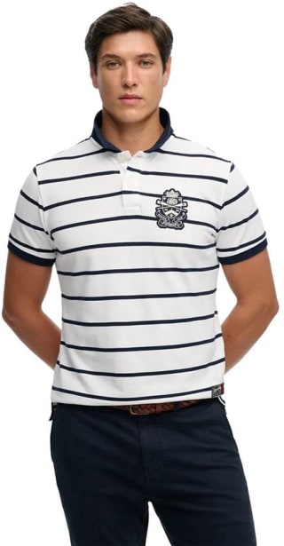 Superdry Crest Stripe heren polo voor €16,50 bij Bol