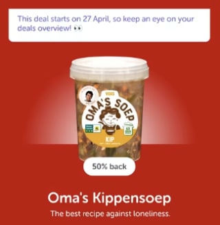 50% cashback op Oma's Kippensoep via Tikkie/AH