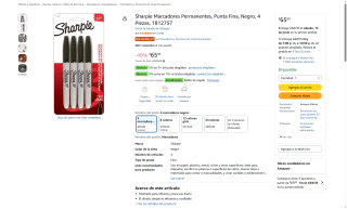 Marcadores Sharpie 4uds por $66 | Oferta Amazon