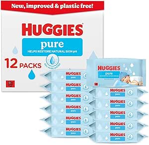 Huggies Pure Plastic Free Baby Wipes - Pack of 12 (576 Wipes) - S&S £5.95 + Get 15%