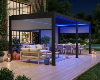 Pergola bioclimatique motorisée aluminium Triomphe 6x3m LED + 4 stores 3m à 4.799,96€