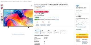 Televisor Samsung 43" Mini LED 4K por $4,490 | Oferta Amazon